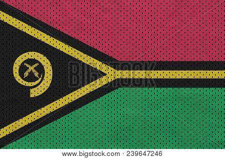 Vanuatu Flag Printed On A Polyester Nylon Sportswear Mesh Fabric With Some Folds