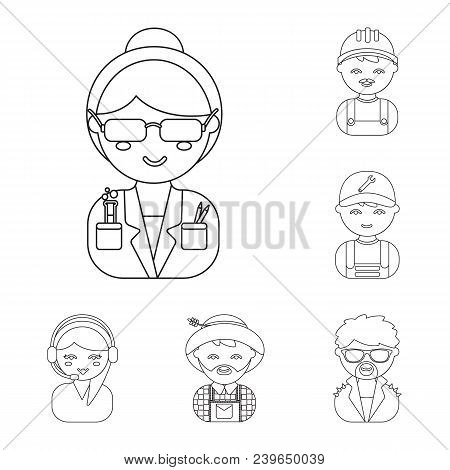 People Of Different Professions Outline Icons In Set Collection For Design. Worker And Specialist Ve