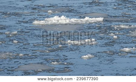 Salt Water Ice Floating On Acushnet River In January