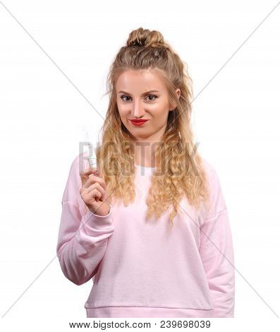 Upset, Sad Woman With A Positive Pregnancy Test.