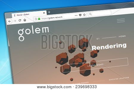 Novosibirsk, Russia - May 8, 2018 - Homepage Of Golem Crypto Currency On The Pc Display, Web Address