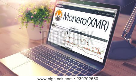 The Dynamics Of Cost Of Monero - Xmr On The Modern Laptop Screen. Cryptocurrency Concept. Toned Imag