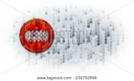 Sirin Token Crypto Currency. Yellow Web Icon On Light-coloured Dark Digital Background With Empty Co