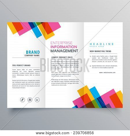 Colorful Stripes Business Trifold Brochure Layour Template For Your Brand