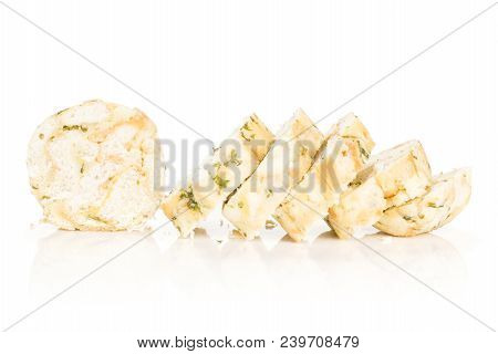 Sliced Calsbad Bread Dumpling Isolated On White Background Fresh Steamed