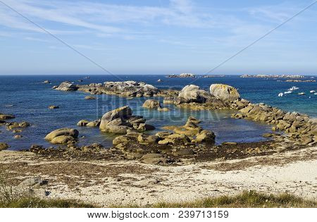 Rocky Coastline And Picturesque Beach Near Meneham, Finistere, Bretagne
