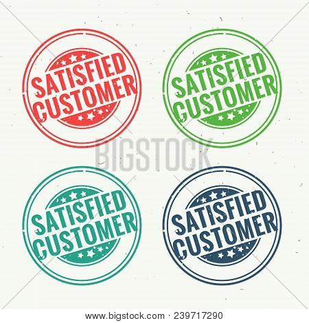 Satisfied Customer Rubber Stamp Set In Four Different Colors