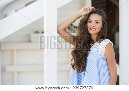 Young Beautiful Smiling Woman. Оutdoor Portrait. Summer