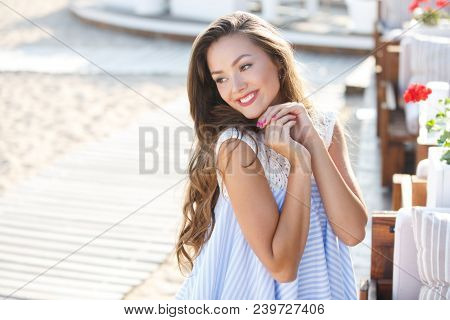 Young Beautiful Smiling Woman. Оutdoor Portrait. Summer