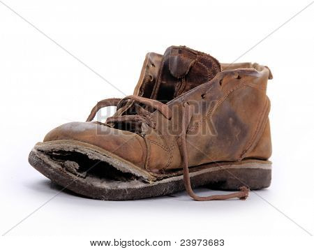 Stará bota přes bílý