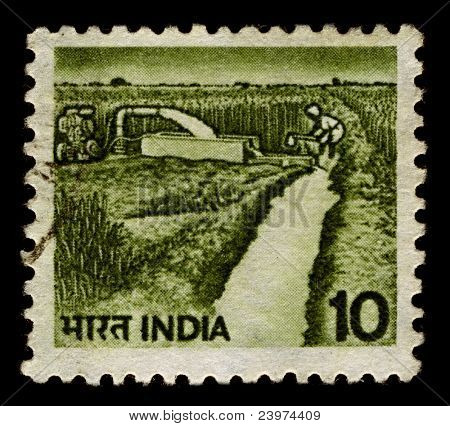 INDIA - CIRCA 1982:A stamp printed in India shows image of Irrigation may be defined as the science of artificial application of water to the land or soil, circa 1982.