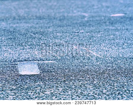 Climate Change. Detail Of Glacier Melting  In Bay. Spring Landscape With Melting Of Ice Floe.