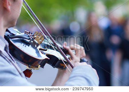 The Violin Is Big, Against The Backdrop Of The Street
