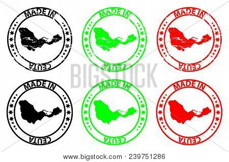 Made In Ceuta - Rubber Stamp - Vector, Ceuta Map Pattern - Black, Green And Red