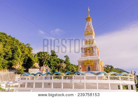 Thai Buddhist Pagoda At Doi Thepnimit Temple On Patong Hilltop. It Is The Newest Landmark For Touris