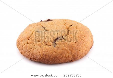 Oatmeal Chocolate Cookies Isolated On White Background. Muesli Cookies.