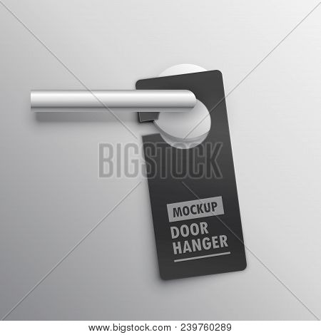 Realistic Door Hander Mockup With Handle Vector