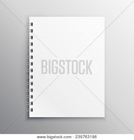 Book Or Diary Mockup Brank Template With Spiral Binding