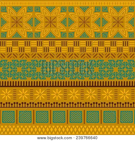 Tribal Ethnic Seamless Pattern. Abstract Geometric Ornament With African Motifs. Vector Illustration