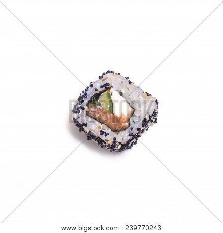 Japanese Food: Philadelphia Roll On White Background