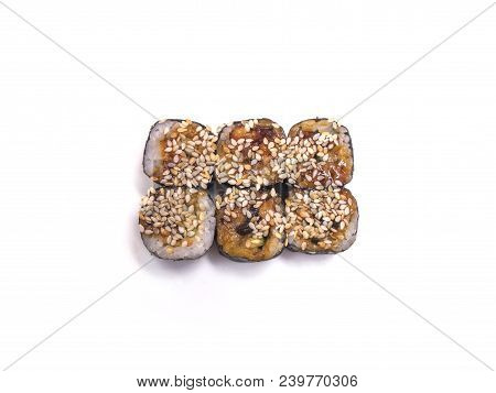 Unagi Roru Rolls Set On White Background