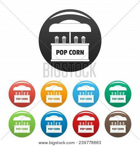 Pop Corn Selling Icon. Simple Illustration Of Pop Corn Selling Vector Icons Set Color Isolated On Wh