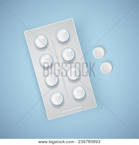 Capsules And Pills In New Blister Pack, Medical Products, Realistic Vector Illustration