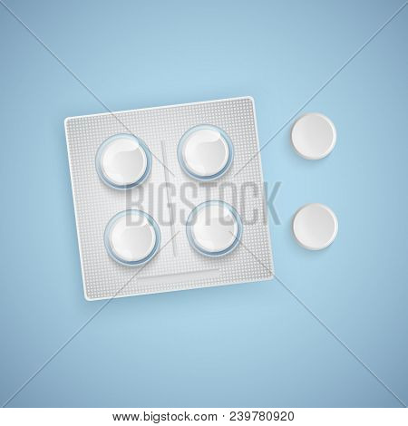 Capsules And Pills In New Blister Pack, Medical Products, Realistic Vector Illustration