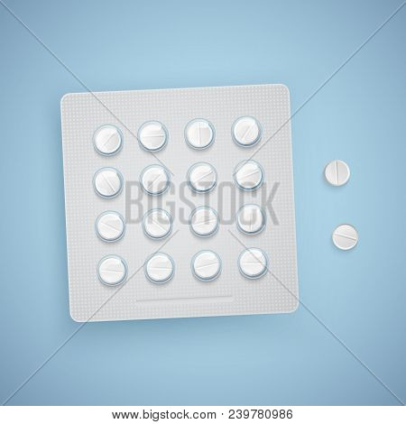 Capsules And Pills In New Blister Pack, Medical Products, Realistic Vector Illustration