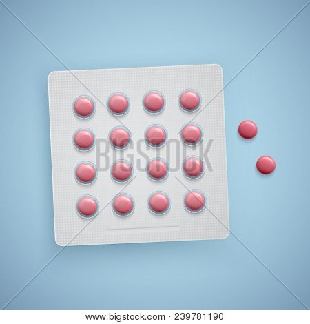 Capsules And Pills In New Blister Pack, Medical Products, Realistic Vector Illustration