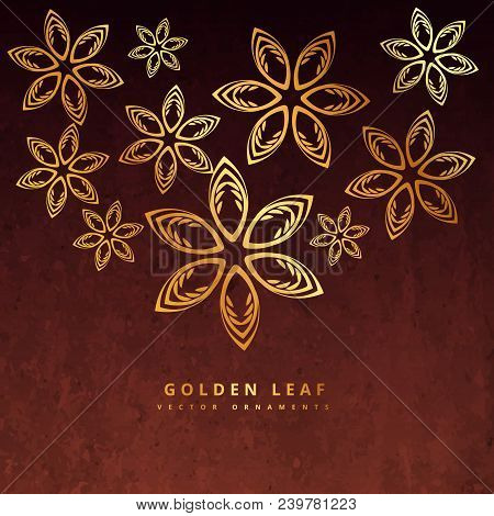 Golden Leaf Design In Rusty Background Vector