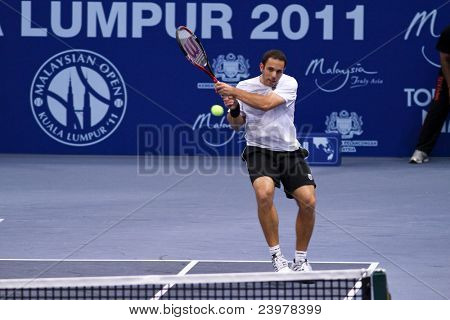 บูกิตคิท - 01 oct: Scott Lipsky ฮิตราคาส่งคืนในส่วนนี้เกมภาพซ้อน semi-final มาเลเซียเปิด