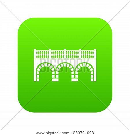 Arch Bridge Icon Green Vector Isolated On White Background