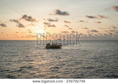 Calm Bouy For Export Hose And Tanker. Offshore Oil And Gas Industry.