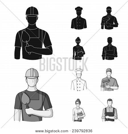 Cook, Painter, Teacher, Locksmith Mechanic.profession Set Collection Icons In Black, Monochrom Style