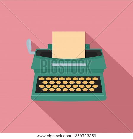 Old Typewriter Icon. Flat Illustration Of Old Typewriter Vector Icon For Web Design