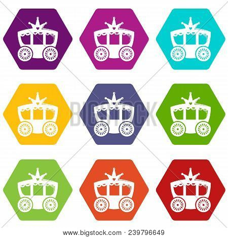Carriage Icons 9 Set Coloful Isolated On White For Web