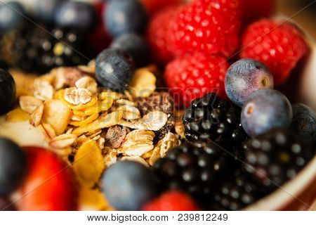 Healthy Breakfast Concept With Oat Flakes And Berries