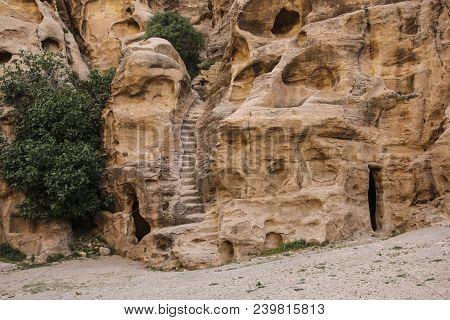 Little Petra In Siq Al-barid, Wadi Musa, Jordan. The Architectural Ensemble Little Petra Is The Temp
