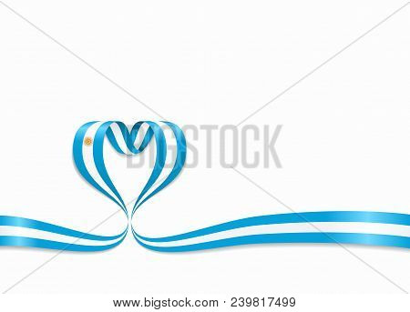 Argentinean Flag Heart-shaped Wavy Ribbon. Vector Illustration.