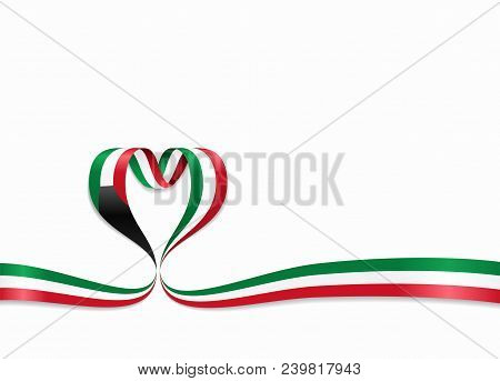 Kuwaiti Flag Heart-shaped Wavy Ribbon. Vector Illustration.