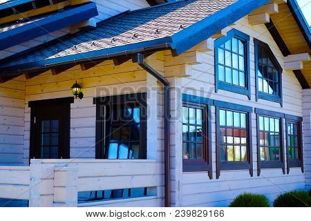 House Of Laminated Lumber Of Natural Pine, With Windows.