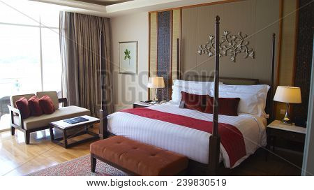Pulau Langkawi, Malaysia - Apr 4th 2015: Comfy Bed In A Luxury Hotel Suite At The Danna, Colonial Ro