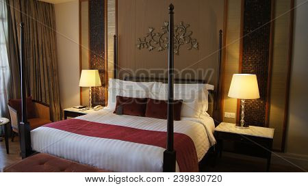 Pulau Langkawi, Malaysia - Apr 4th 2015: Comfy Bed In A Luxury Hotel Suite At The Danna, Colonial Ro