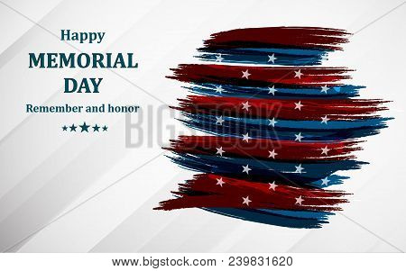 Happy Memorial Day. Poster Or Banner Of Happy Veterans Day With U.s.a Flag Background.