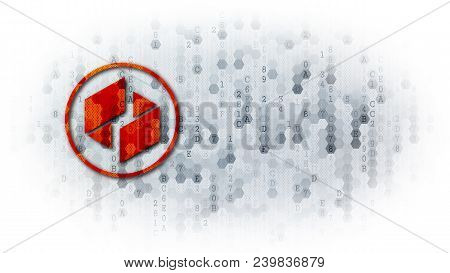 Ubiq Digital Currency. Yellow Logol On The Light-coloured Pixelated Background With Empty Copyspace 