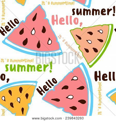 Hello Summer Abstract Vector Watermelon Seamless Pattern