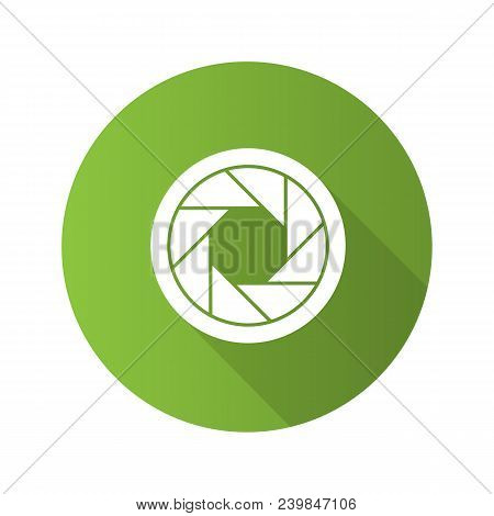 Diaphragm Flat Design Long Shadow Glyph Icon. Shutter. Vector Silhouette Illustration