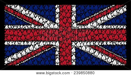 Uk State Flag Mosaic Constructed Of Plant Leaf Elements On A Dark Background. Vector Plant Leaf Item