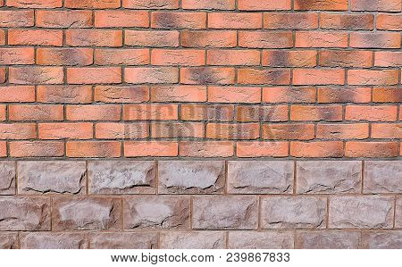 Brickwork In The Construction Of The House Red-brown Brick.